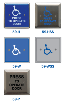 59 Series 4 1/2″ Square Push Plate Switches