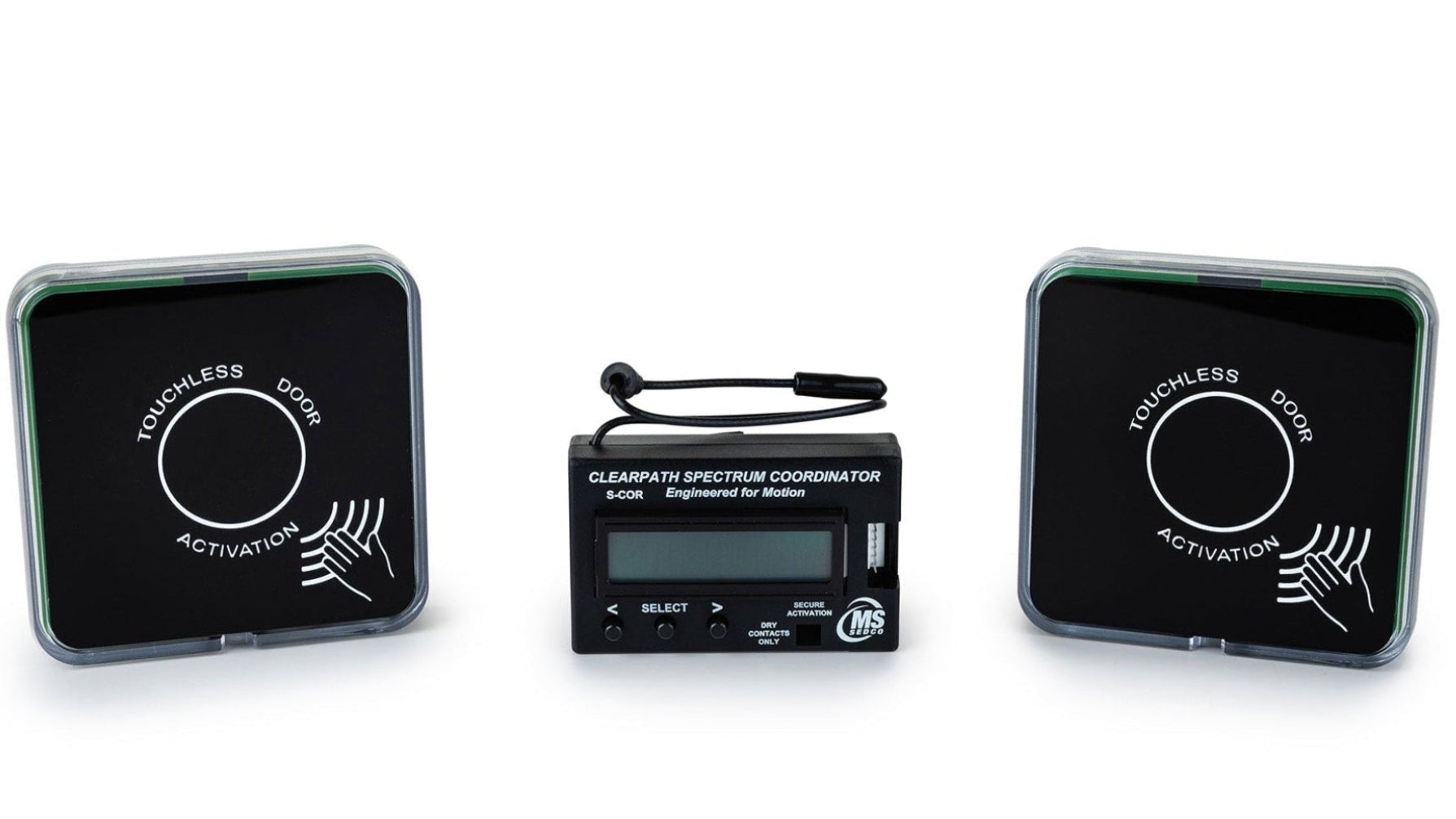 touchless door push plates and receiver